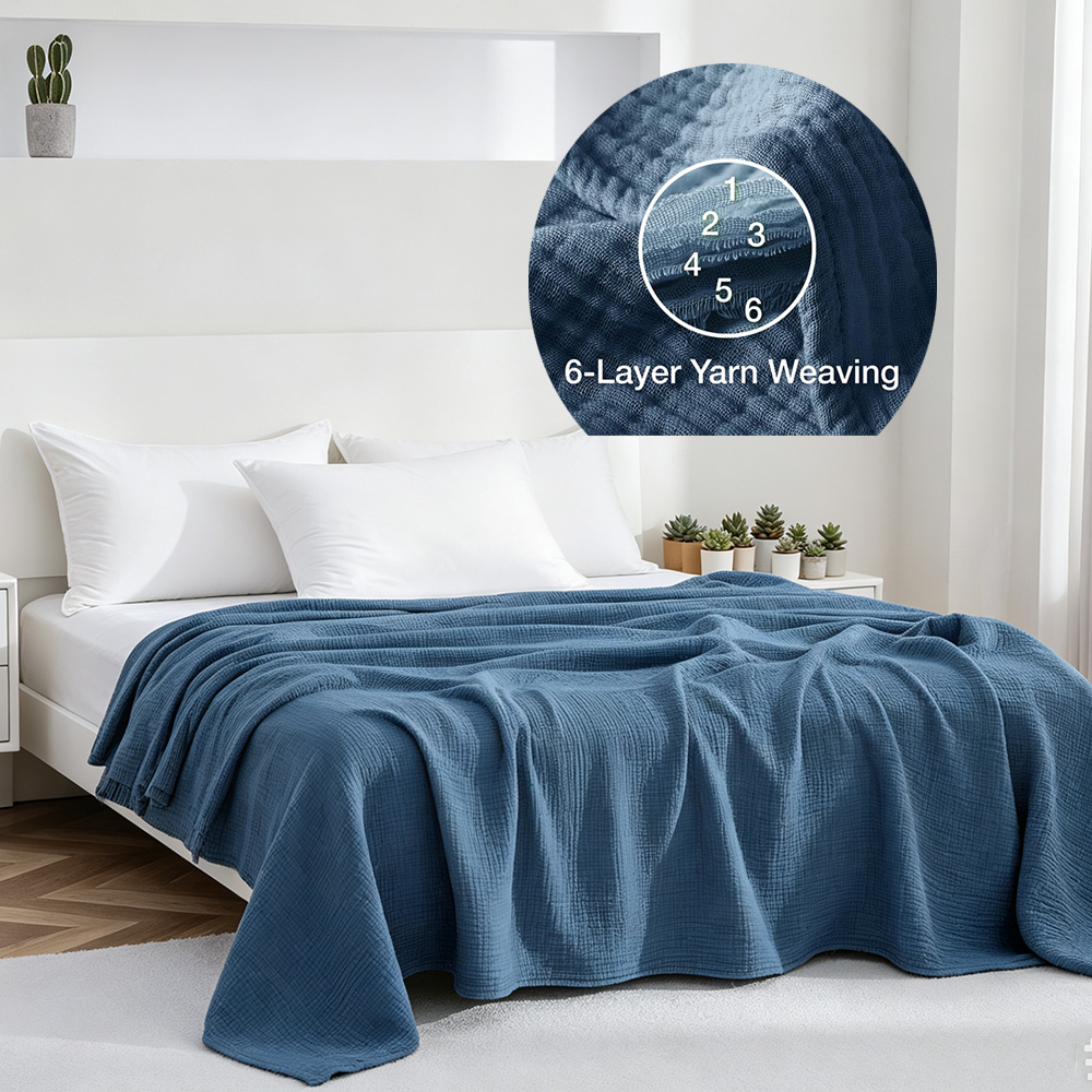 Muslin Cotton Bedspread - Cobertores de Algodão Muslin de 6