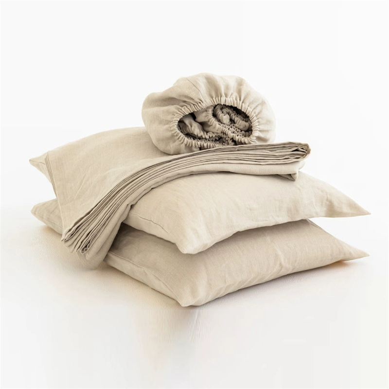 Fitted Bed Sheets Deep Pocket - Lençóis de Cama 100% Linho Macio,