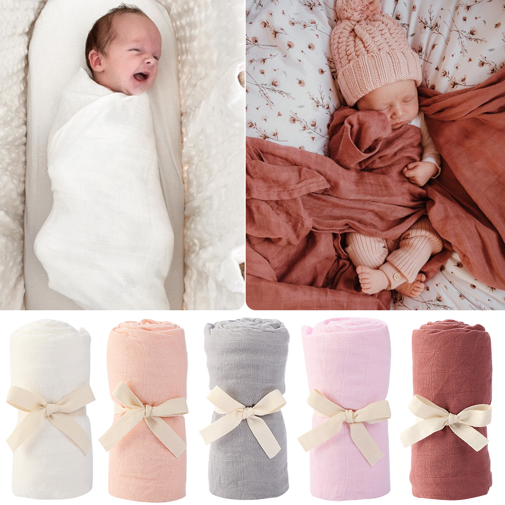 Muslin Cotton Bedspread - Sólido algodão de bambu bebê recebendo