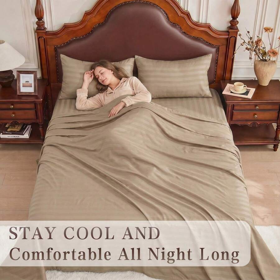 Conjunto de Lençóis Listrados  - Fitted Bed Sheets Deep Pocket avaliação e preço