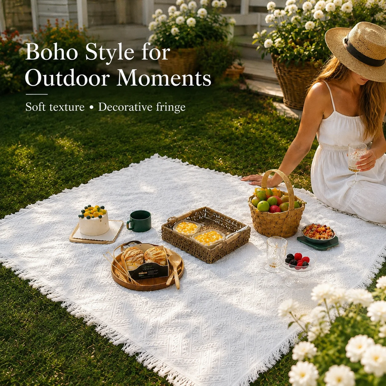 Manta de Piquenique Boho, Tape - Boho Throw Blanket Fringe avaliação e preço