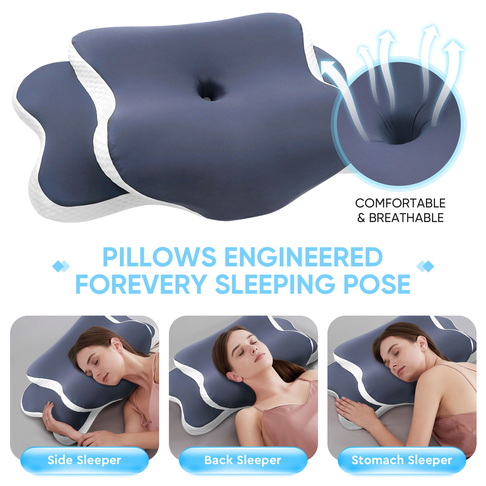 Travesseiro de Espuma Viscoelá - Memory Foam Orthopedic Pillow Neck Pain avaliação e preço