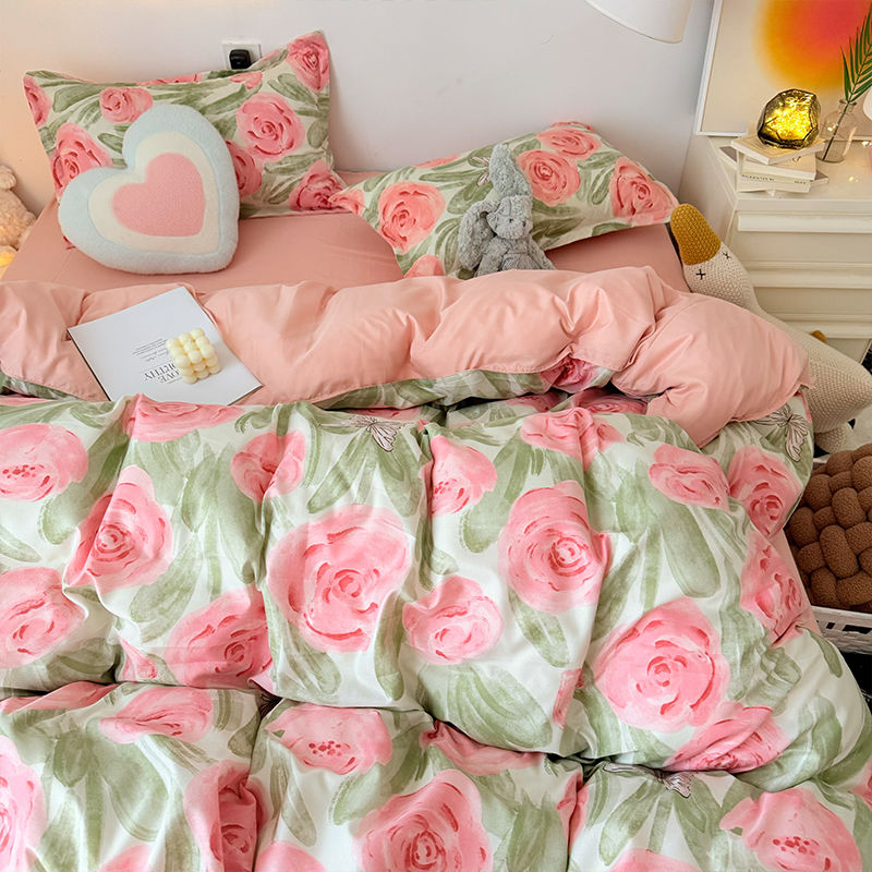 Rosa rosa conjunto de capa edr - Duvet Cover Sets With Zipper avaliação e preço