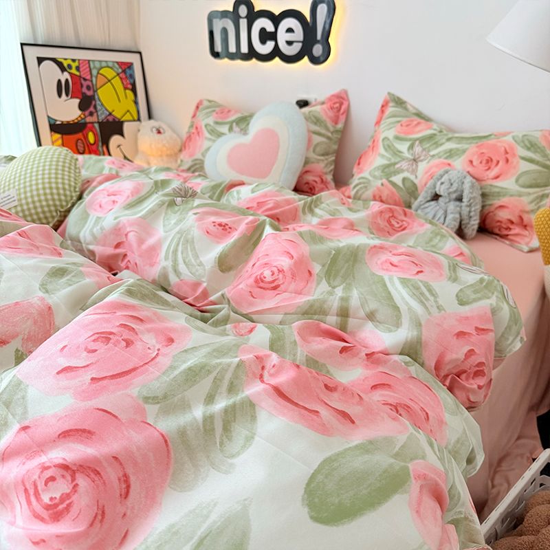 Rosa rosa conjunto de capa edr - Duvet Cover Sets With Zipper avaliação e preço